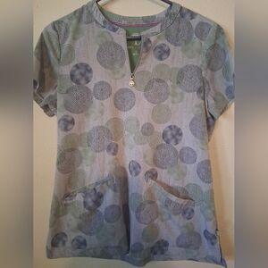 Healing Hands Blue and Green Patterned Top